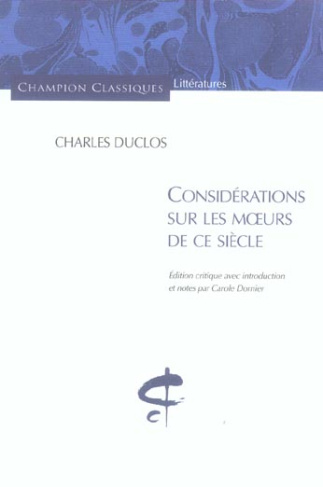 Considérations sur les moeurs de ce siècle
