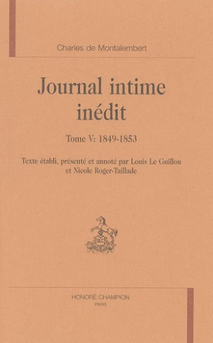 LE JOURNAL INTIME INEDIT. TV : 1849-1853.