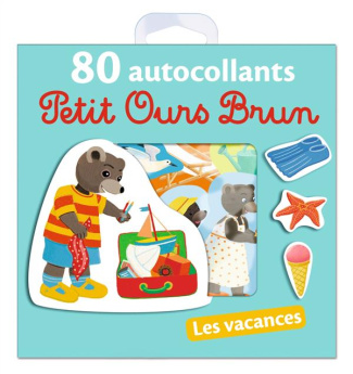 80 autocollants Petit ours brun - Les vacances