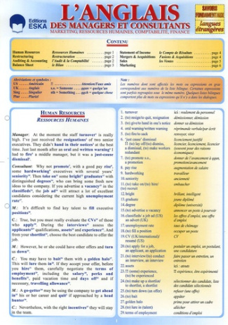 L'anglais des managers et consultants. Marketing, ressources humaines, comptabilité, finance