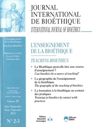 Journal International de Bioéthique Volume 24 N° 2-3, Juin-septembre 2013 : L'enseignement de la bio