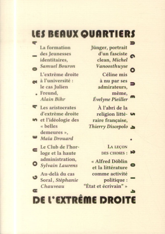 Agone N° 54, 2014 : Les beaux quartiers de l'extrême droite