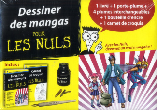 Dessiner des mangas pour les nuls. Coffret 1 livre, 1 porte-plume, 4 plumes interchangeables, 1 bout