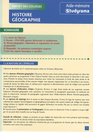 Brevet des collèges Histoire-Géographie