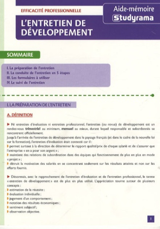 L'entretien de développement