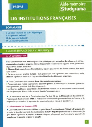 Les institutions françaises