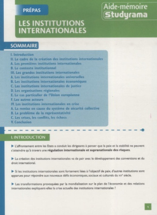 Les institutions internationales