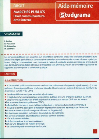 Marchés publics. Droit communautaire, droit interne