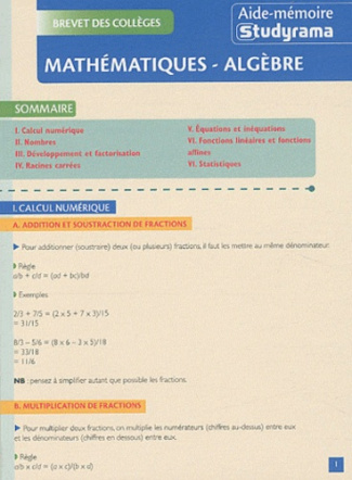 Mathématiques - Algèbre
