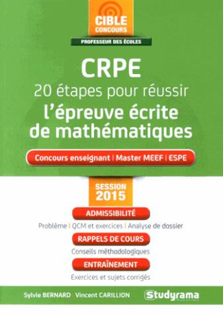 CRPE 20 étapes pour réussir l'épreuve écrite de mathématiques