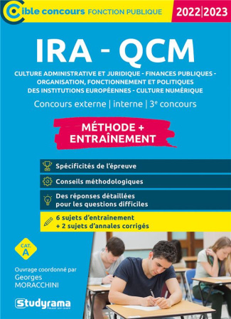 IRA - QCM Entraînement. Concours externe, interne, 3e concours, Edition 2022-2023