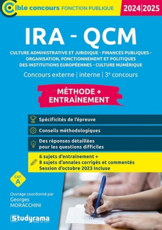 IRA - QCM Entraînement. Concours externe, interne, 3e concours, Edition 2024-2025