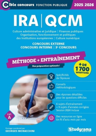 IRA - QCM Entraînement. Concours externe, interne, 3e concours, Edition 2025-2026