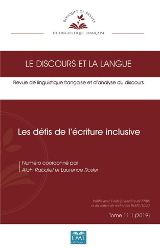Le discours et la langue N° 11.1/2019 : Les défis de l'écriture inclusive
