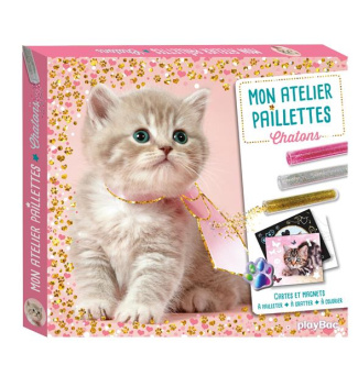 Mon atelier paillettes chatons. Coffret avec 20 magnets à pailleter, 2 cartes à gratter scintillante