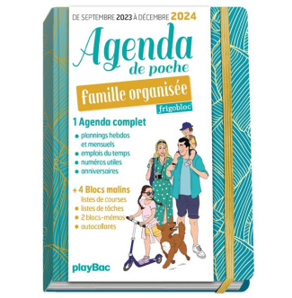Agenda de poche Famille organisée. Couverture bleue, Edition 2023-2024