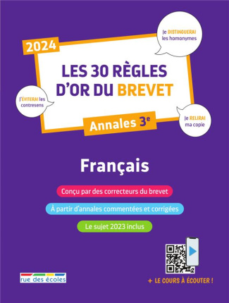 Les 30 règles d'or du Brevet. Annales 3e, Edition 2024