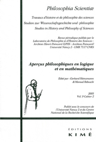 Philosophia Scientiae Volume 9 N° 2/2005 : Aperçus philosophiques en logique et en mathématiques