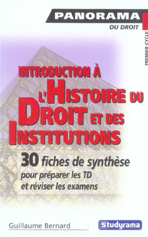 Introduction à l'histoire du droit et des institutions
