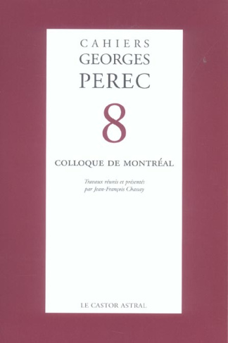 Cahiers Georges Perec N° 8 : Colloque de Montréal