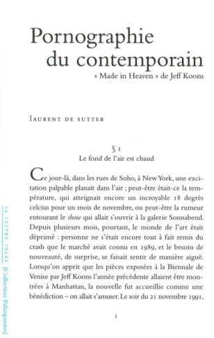 Pornographie du contemporain. "Made in Heaven" de Jeff Koons