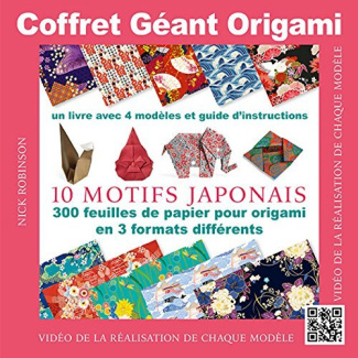 Coffret géant origami. Contient : un livre de modèles et 300 feuilles de papier origami à motifs jap
