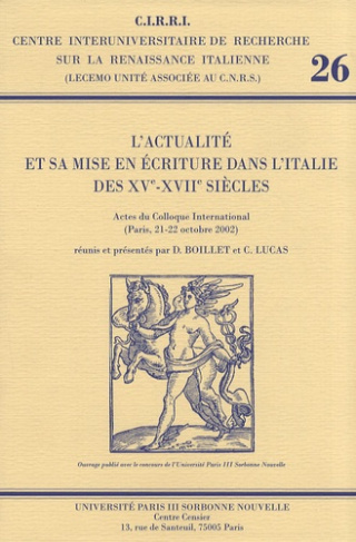 L'actualité et sa mise en écriture dans l'Italie des XVe-XVIIe siècles
