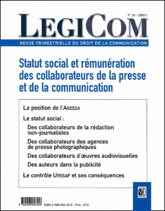 LEGICOM N 26 - STATUT SOCIAL ET REMUMERATION DES COLLABORATEURS DE LA PRESSE ET DE LA COMMUNICA