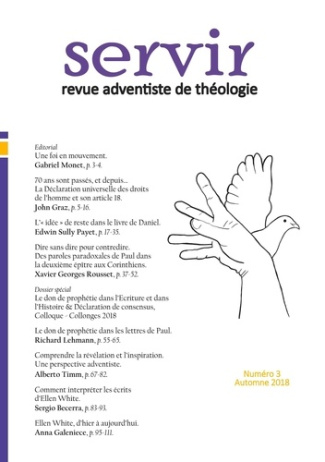 Servir - Revue adventiste de théologie N° 3, automne 2018