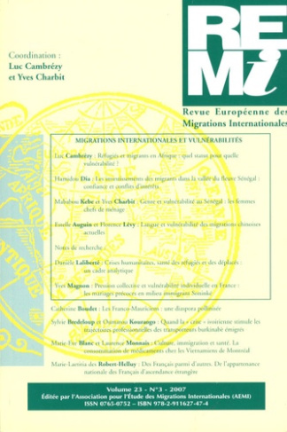 Revue européenne des migrations internationales Volume 23 N° 3/2007 : Migrations internationales et