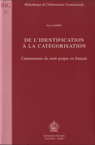 DE L IDENTIFICATION A LA CATEGORISATION L ANTONOMASE DU NOM PROPRE EN FRANCAIS