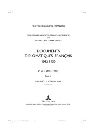 Documents diplomatiques français 1932-1939. Tome 3 (19 juillet - 19 novembre 1936)