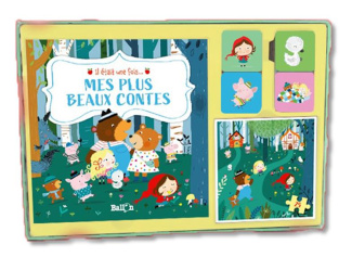 Coffret Il était une fois... Mes plus beaux contes avec 1 puzzle de 25 pièces et 1 jeu de mémoire de