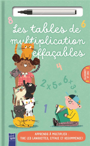 Les tables de multiplication effaçables. Avec 1 feutre à base d'eau