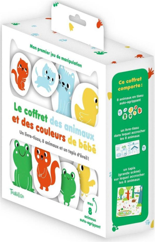 Le coffret des animaux et des couleurs de bébé. Un livre-tissu avec 8 animaux et un tapis d'éveil