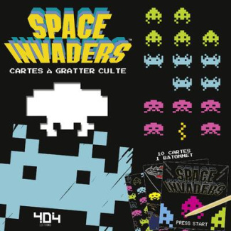 Space Invaders. Cartes à gratter culte, avec 10 cartes et 1 bâtonnet
