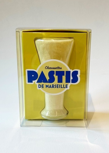Chaussettes Pastis pour des pieds ensoleillés. Coffret avec une paire de chaussettes longues taille