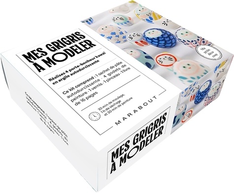 Mon atelier créatif Mes grigris à modeler. Coffret avec 250g d'argile autodurcissante, 4 godets de p