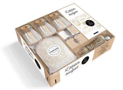 L'atelier à bougies - Petit kit 100% naturel. Avec 210 g de cire de soja, 3 pots en verre et leur bo