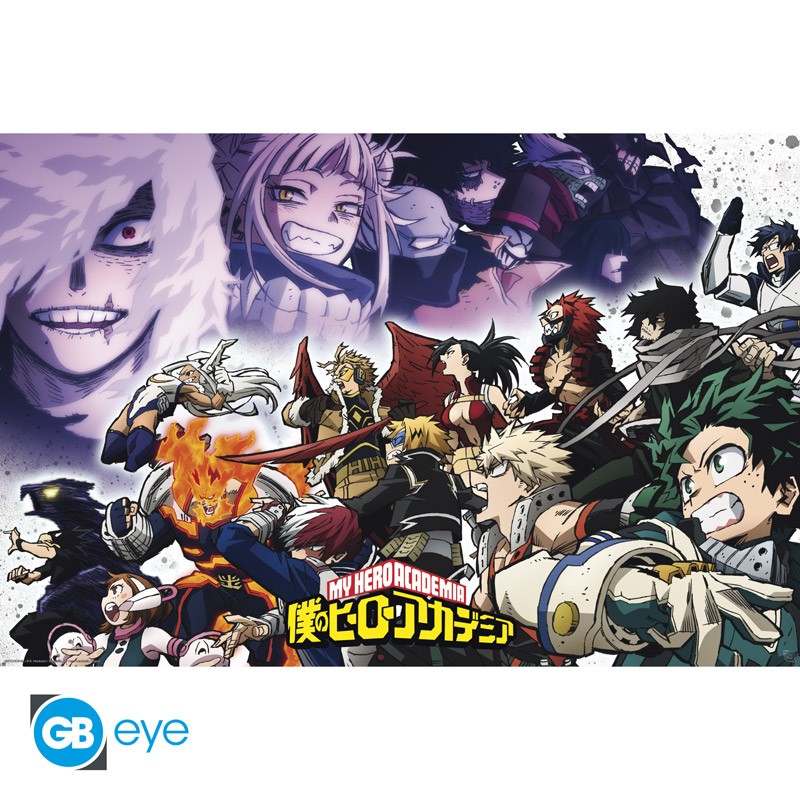 My Hero Academia - Poster maxi roulé filmé 91,5 x 61 cm : Heros vs. Vilains