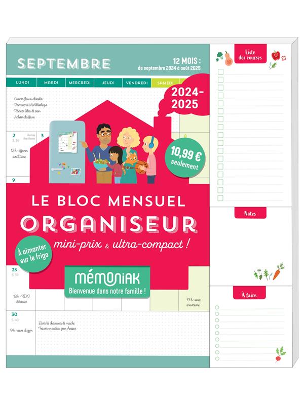 Bloc mensuel organiseur mini-prix & ultra-compact. Edition 2024-2025