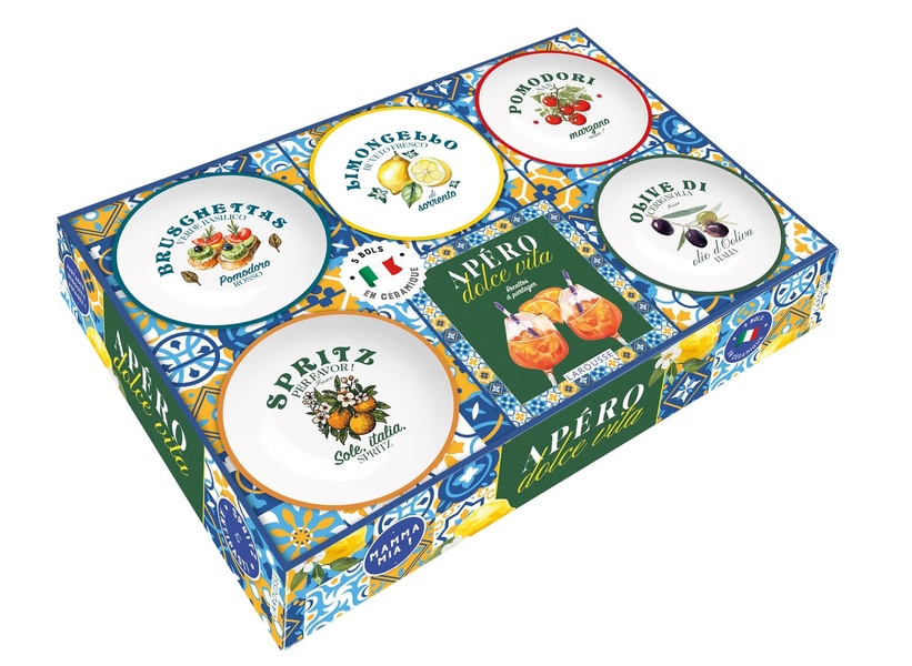 Apéro Dolce Vita. Coffret avec 5 bols en céramique