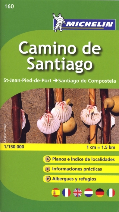 Camino de Santiago. St-Jean-Pied-de-Port - Santiago de Compostela 1/150 000