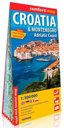 CROATIE ET MONTENEGRO. COTE ADRIATIQUE 1/300.000 (GB) (COMFORT !MAP, LAMINEE)