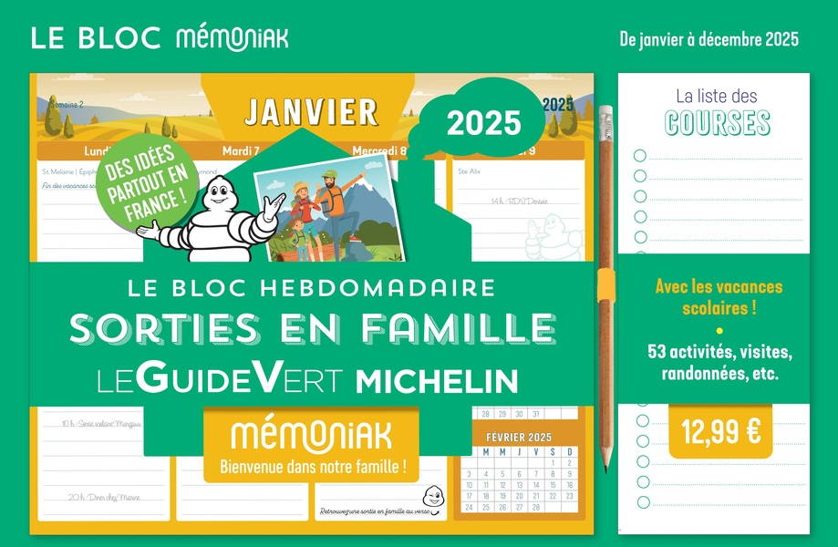 Le Bloc hebdomadaire Sorties en famille Le Guide Vert Michelin. Avec un stylo, Edition 2025