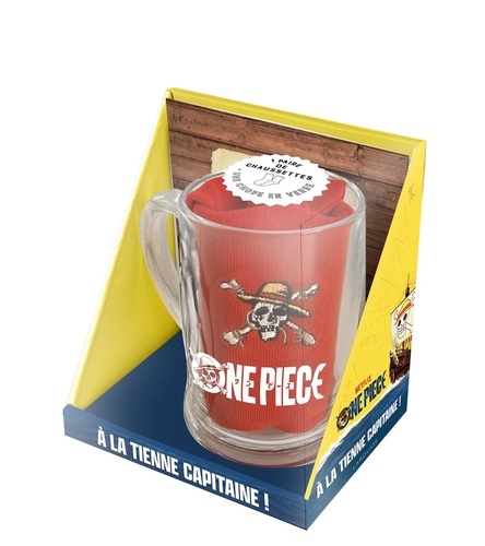 One Piece - A la tienne capitaine ! Coffret avec 1 paire de chaussettes, 1 chope en verre et 1 livre
